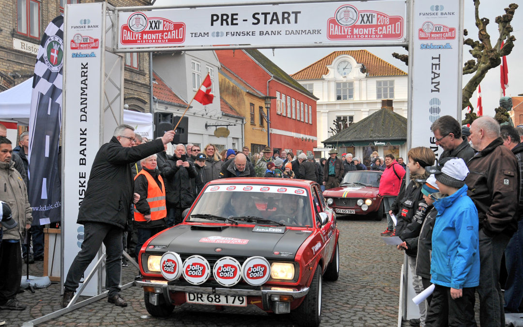 Syv danske rally teams holder PRE-START på Rally Monte Carlo Historique i Assens den 26. januar.